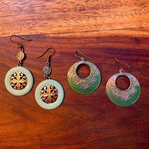 Green dangle earrings